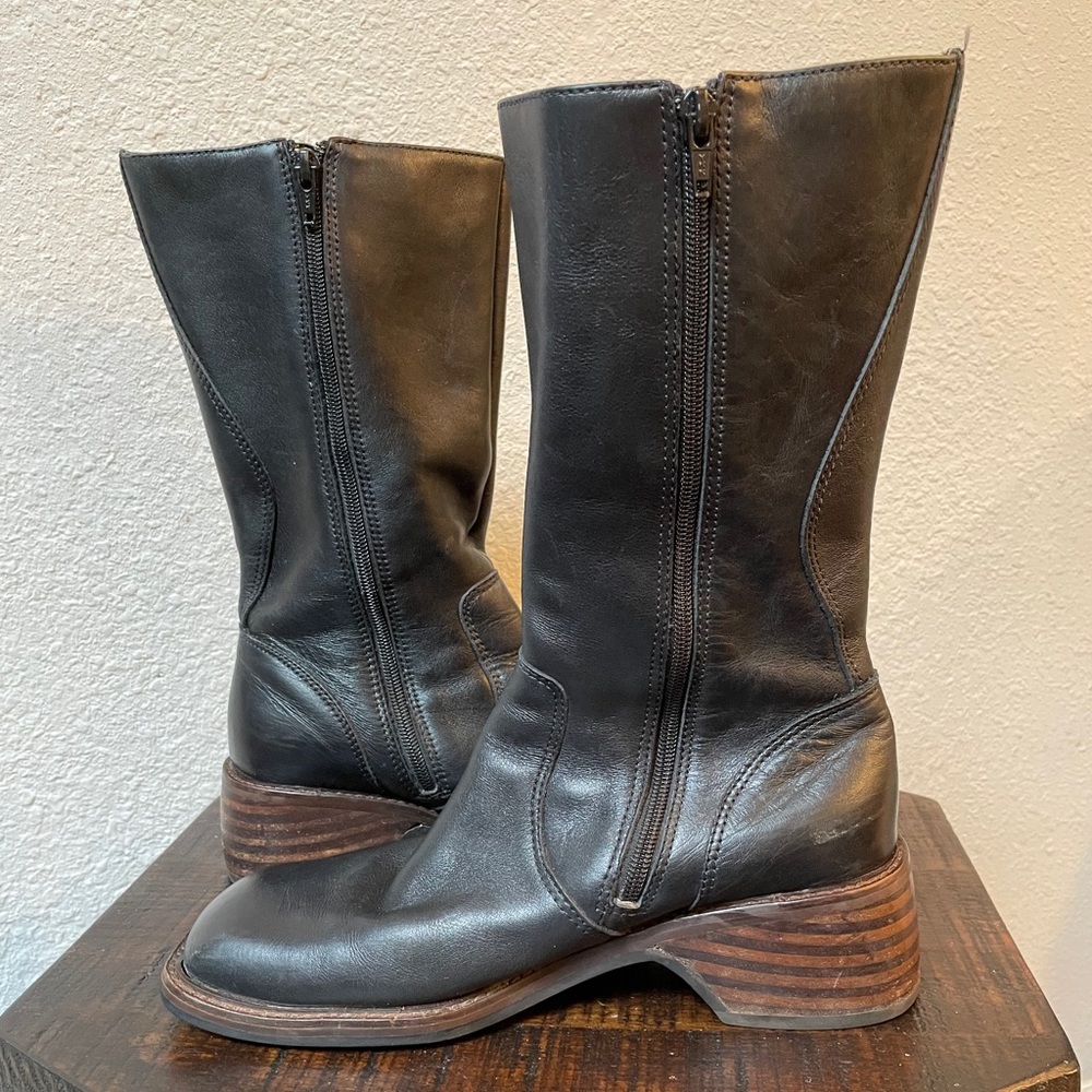Frye Frenzy Zip Black Leather Boot